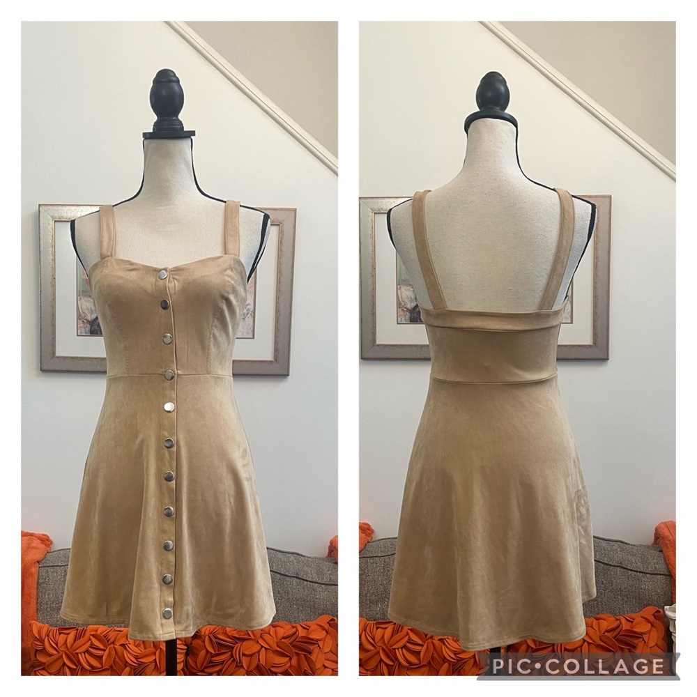 ❣️🆕forever 21 Tan Faux Suede Snap Front Dress❣️